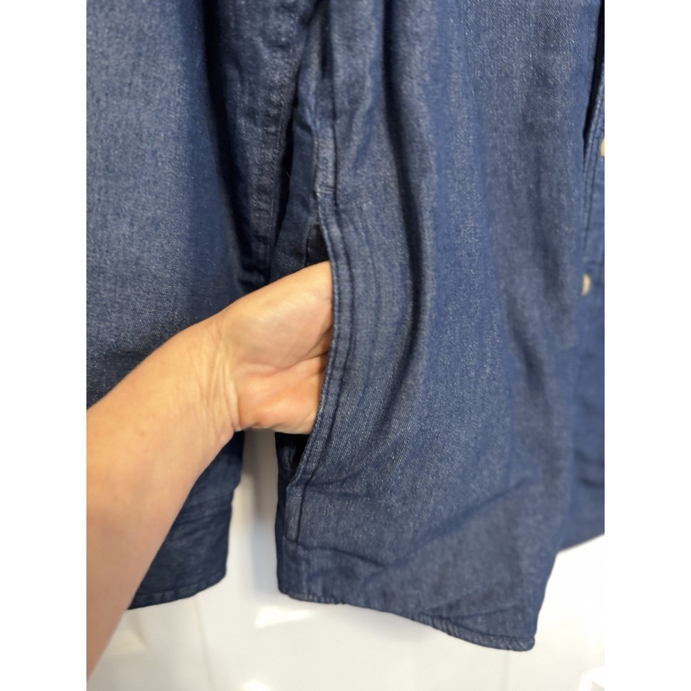 Wrangler Sherpa Lined Denim Shirt Jacket Men's Button Front Coat Blue Small - Picture 3 of 11